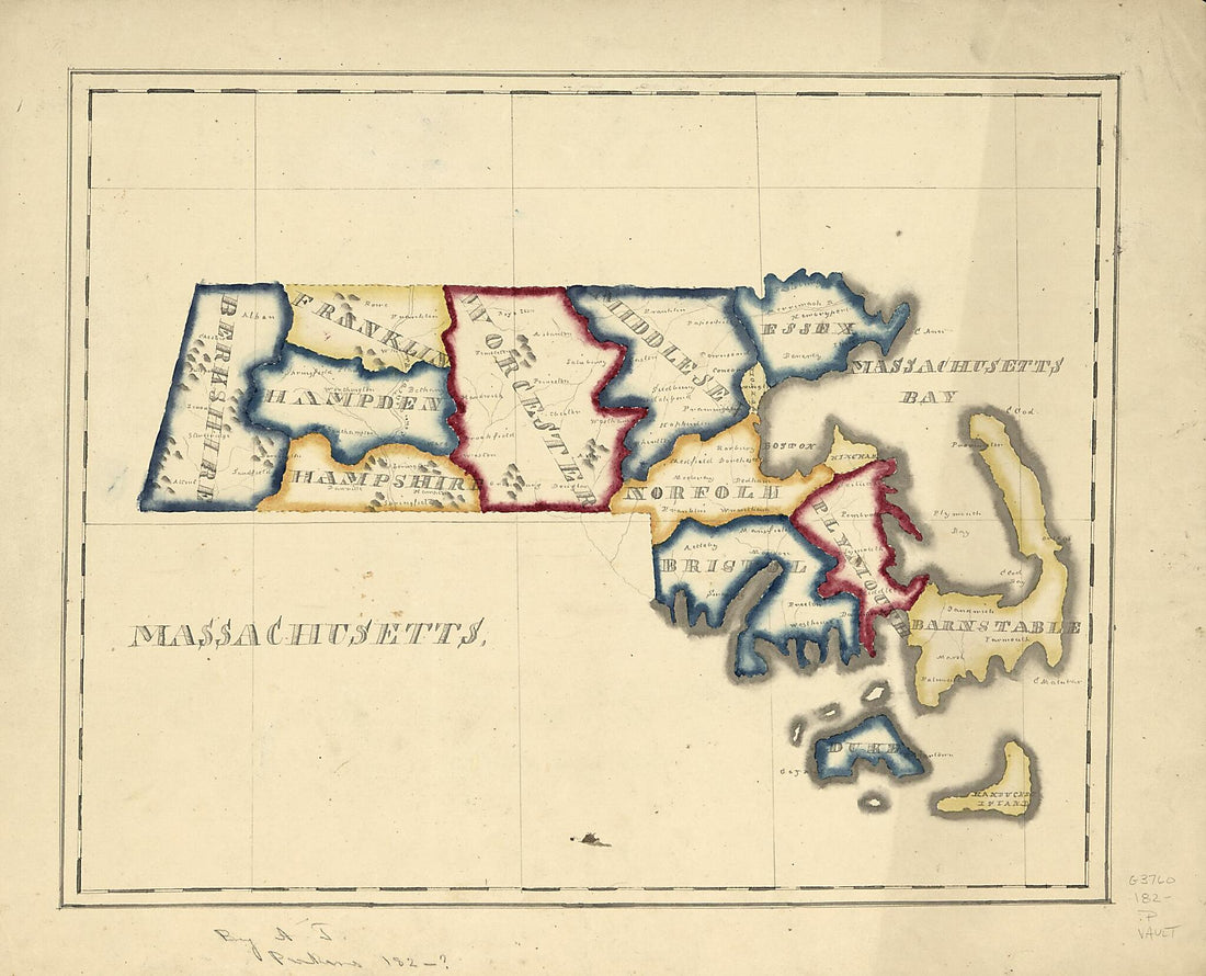 This old map of Massachusetts from 1820 was created by A. T. Perkins in 1820