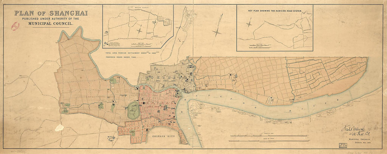 This old map of Plan of Shanghai from 1904 was created by  Waterlow and Sons in 1904