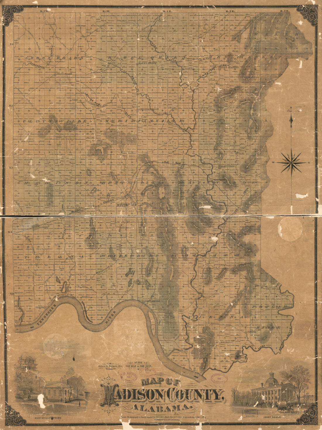 This old map of Map of Madison County, Alabama from 1875 was created by James H. Mayhew,  Strobridge &amp; Co. Lith in 1875