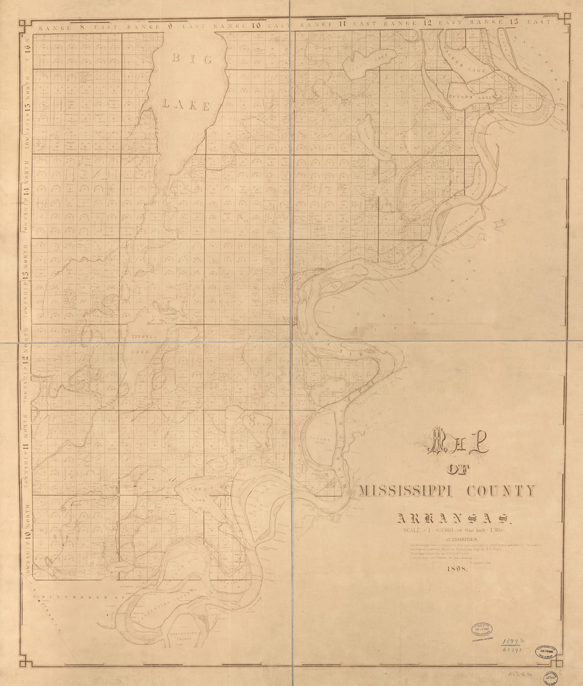 Map of Mississippi County, Arkansas 1898 by Relic Map Company