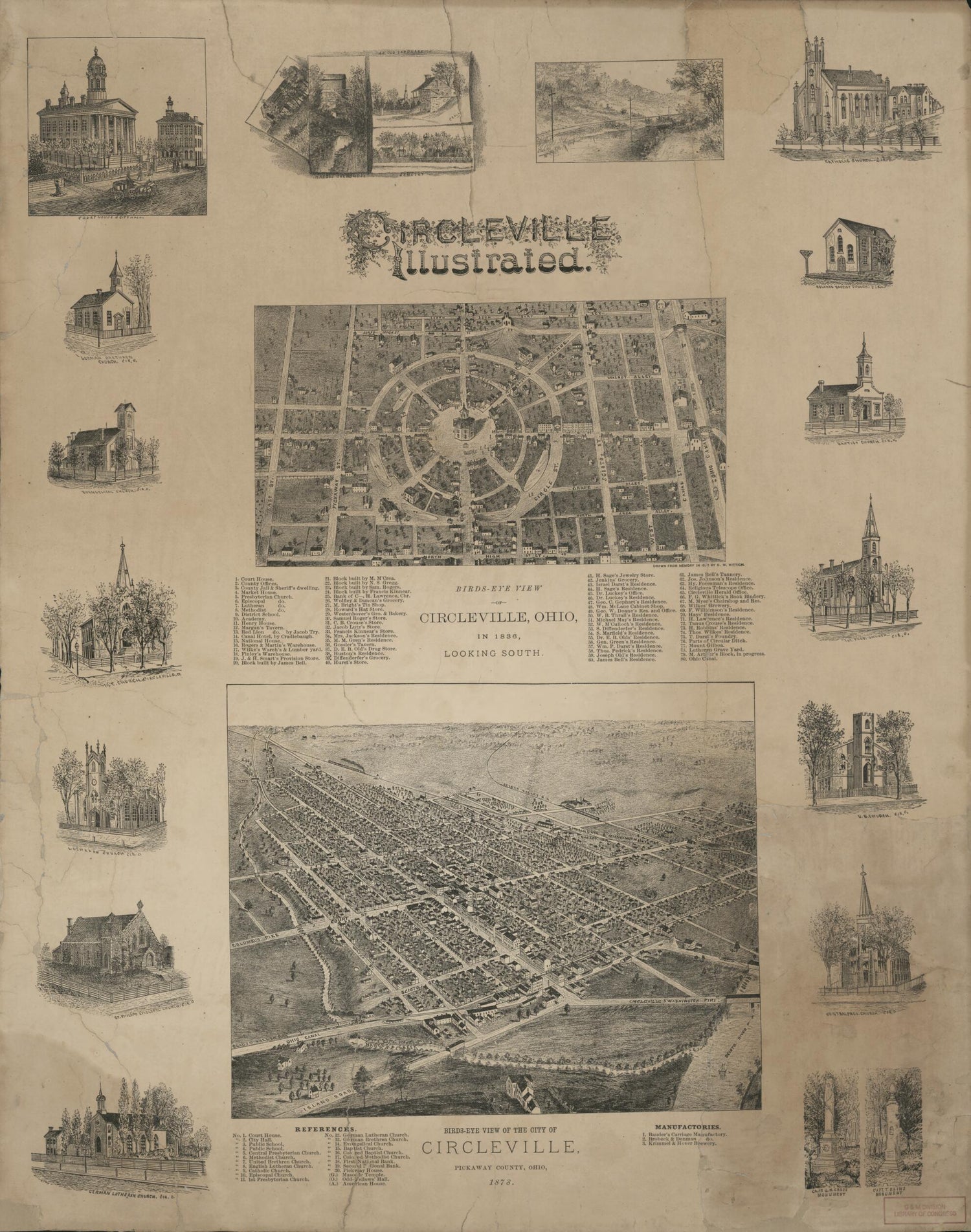 This old map of Circleville Illustrated from 1878 was created by G. W. Wittich in 1878