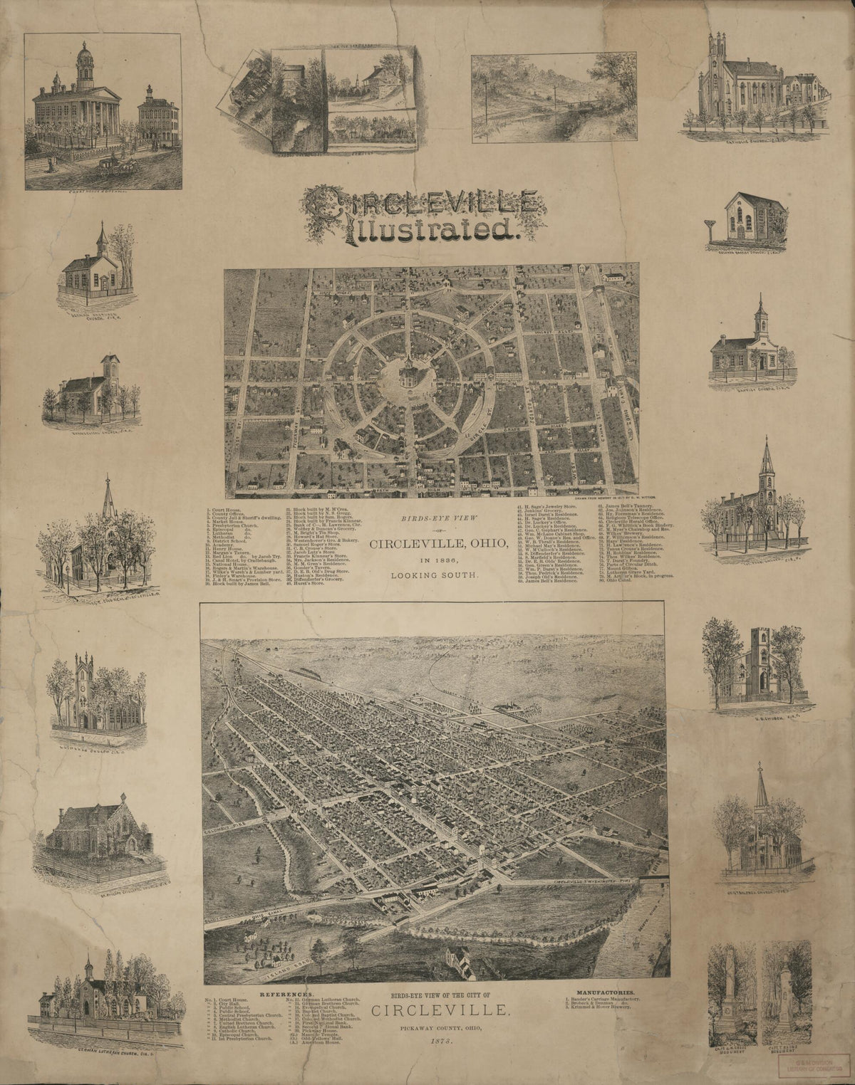 Circleville Illustrated 1878 by Relic Map Company