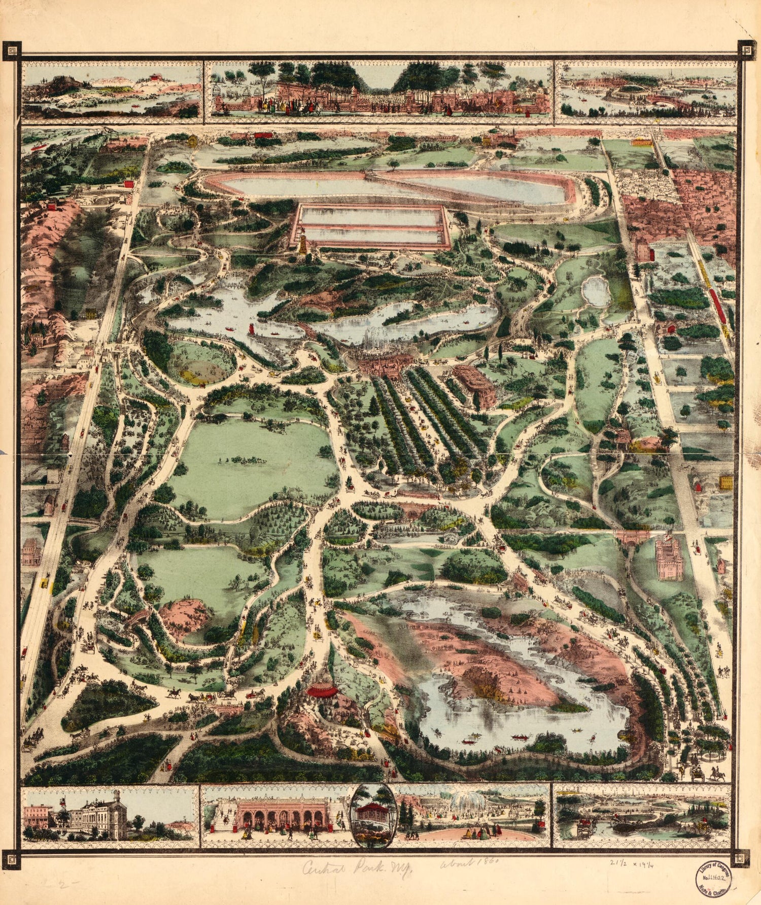 This old map of Central Park, New York from 1860 was created by  in 1860