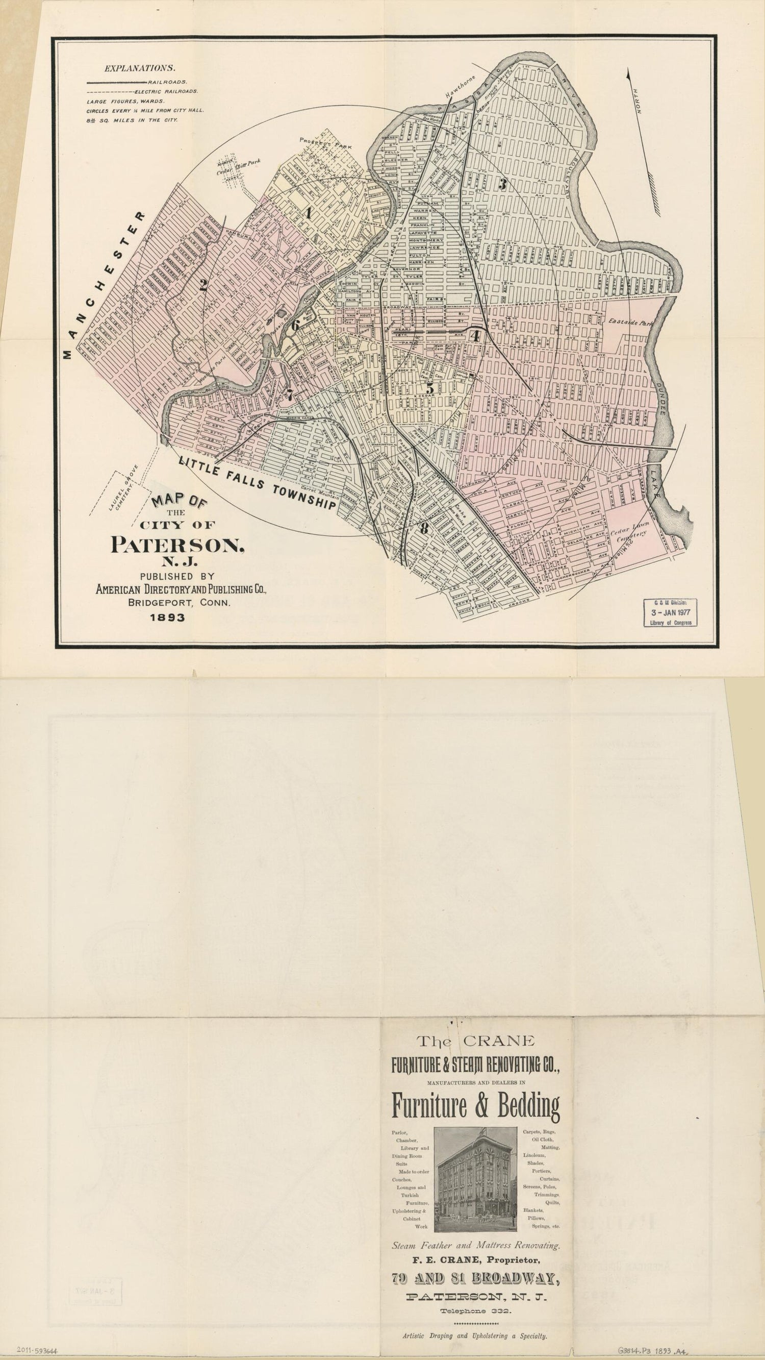 This old map of Map of the City of Paterson, New Jersey from 1893 was created by Conn.) American Directory and Publishing Co. (Bridgeport in 1893