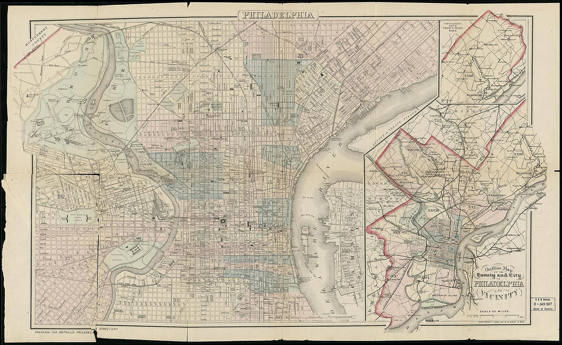 This old map of Philadelphia from 1883 was created by  J. Gopsill&