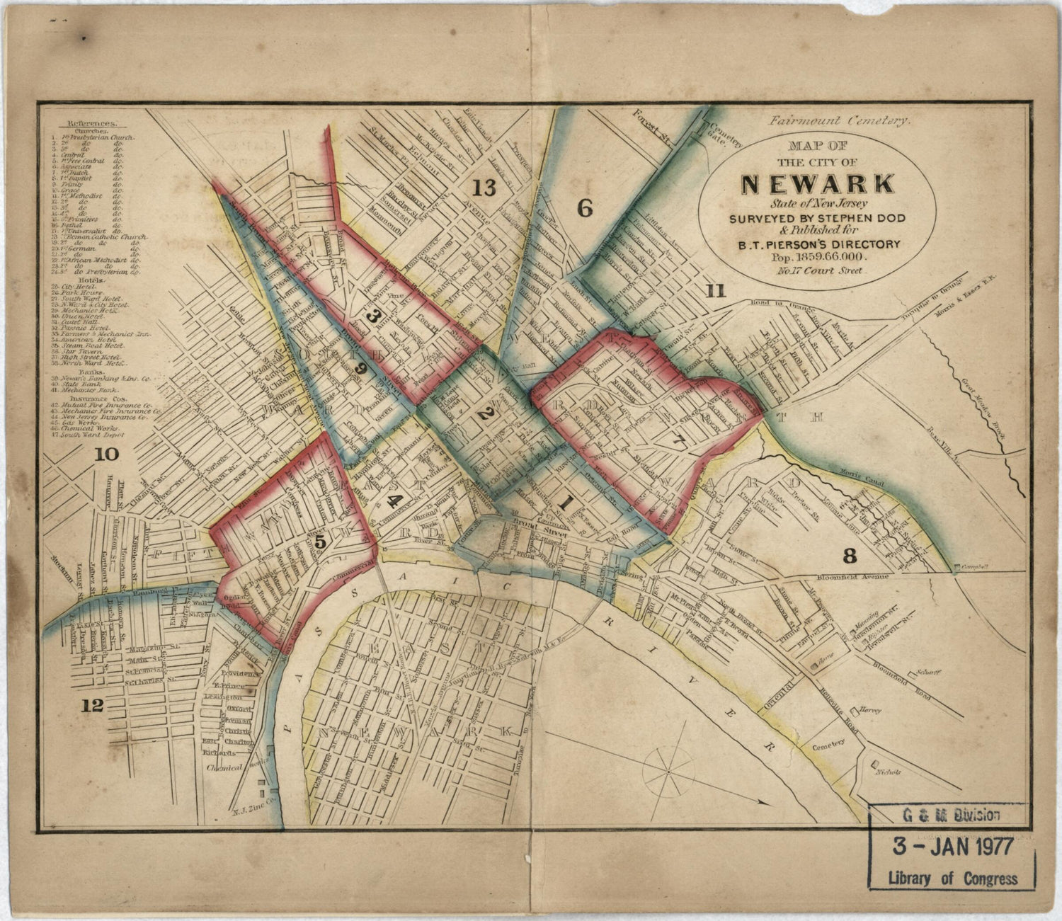 This old map of Map of the City of Newark, State of New Jersey from 1859 was created by Stephen Dod in 1859