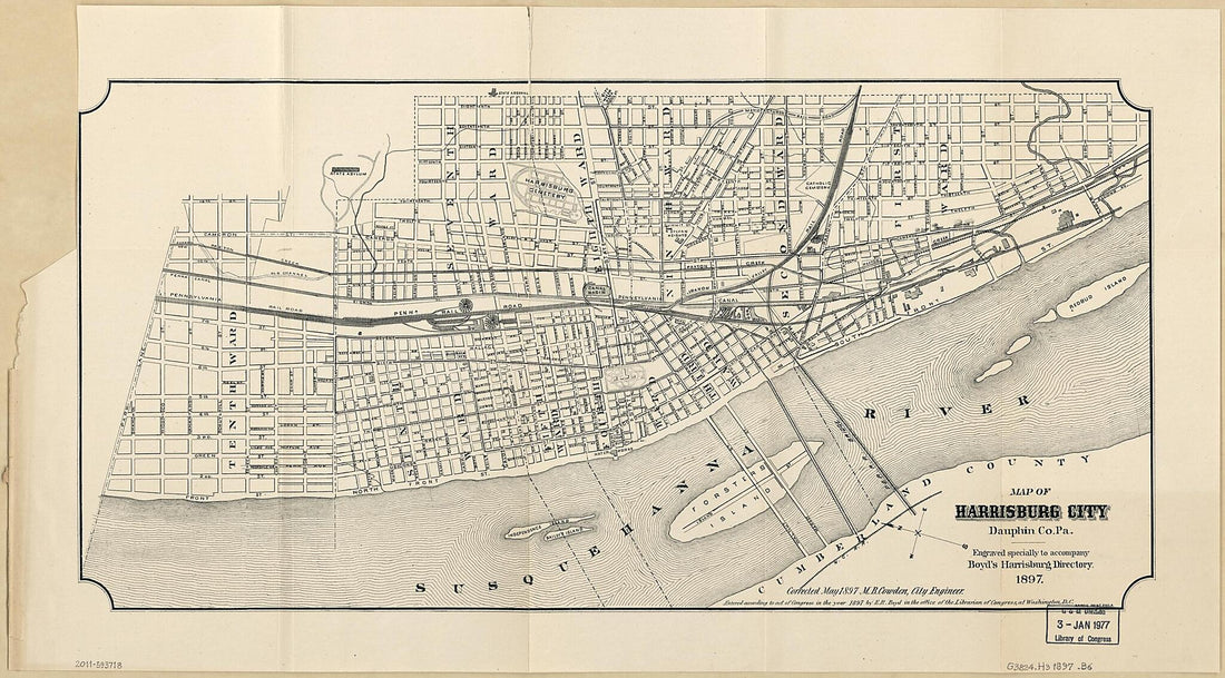 This old map of Map of Harrisburg City, Dauphin County Pennsylvania from 1897 was created by E. R. Boyd, M. B. Cowden,  Harrisburg (Pa.). City Engineer in 1897