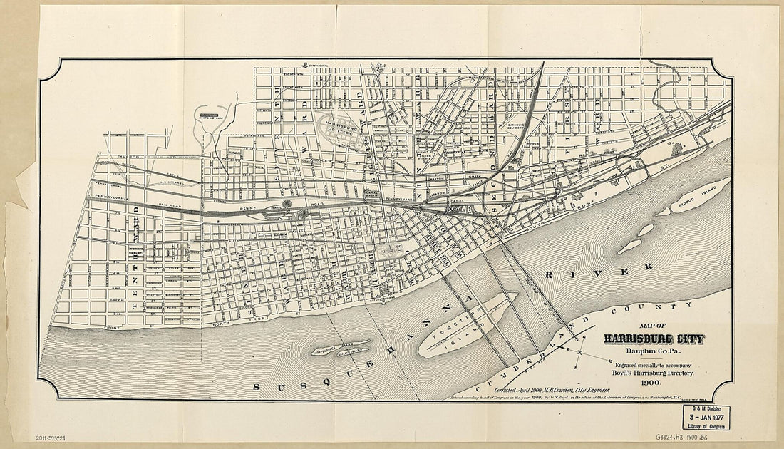 This old map of Map of Harrisburg City, Dauphin County Pennsylvania from 1900 was created by G. M. (Guy Mortimer) Boyd, M. B. Cowden,  Harrisburg (Pa.). City Engineer in 1900