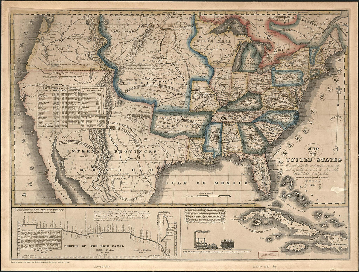 Map of the United States : Compiled from the Most Authentic Sources 1831 by Relic Map Company