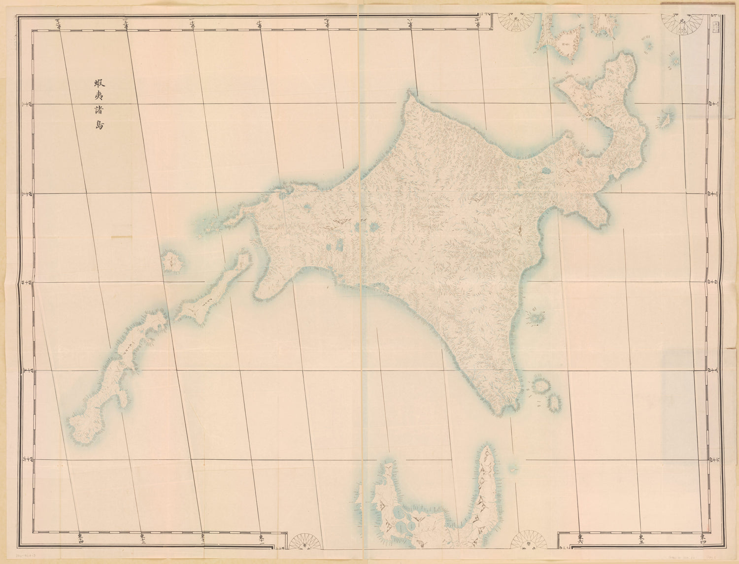 This old map of Kanpan Jissoku Nihon Chizu. Ezo Shotō (官板・實測日本地圖, Jissoku Nihon Chizu, Ezo Shotō) from 1870 was created by Tadataka Inō in 1870