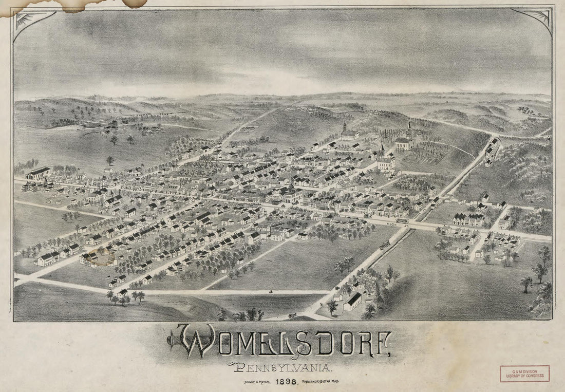 This old map of Womelsdorf, Pennsylvania from 1898 was created by  Bailey &amp; Moyer in 1898