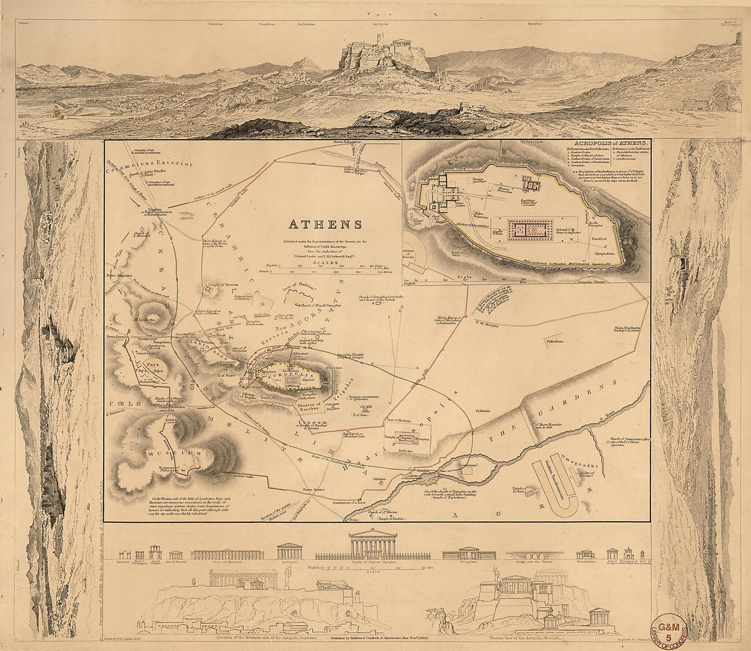 This old map of Athens from 1832 was created by  Baldwin &amp; Cradock, W. B. Clarke, C. R. (Charles Robert) Cockerell, J. Henshall, William Martin Leake,  Society for the Diffusion of Useful Knowledge (Great Britain) in 1832