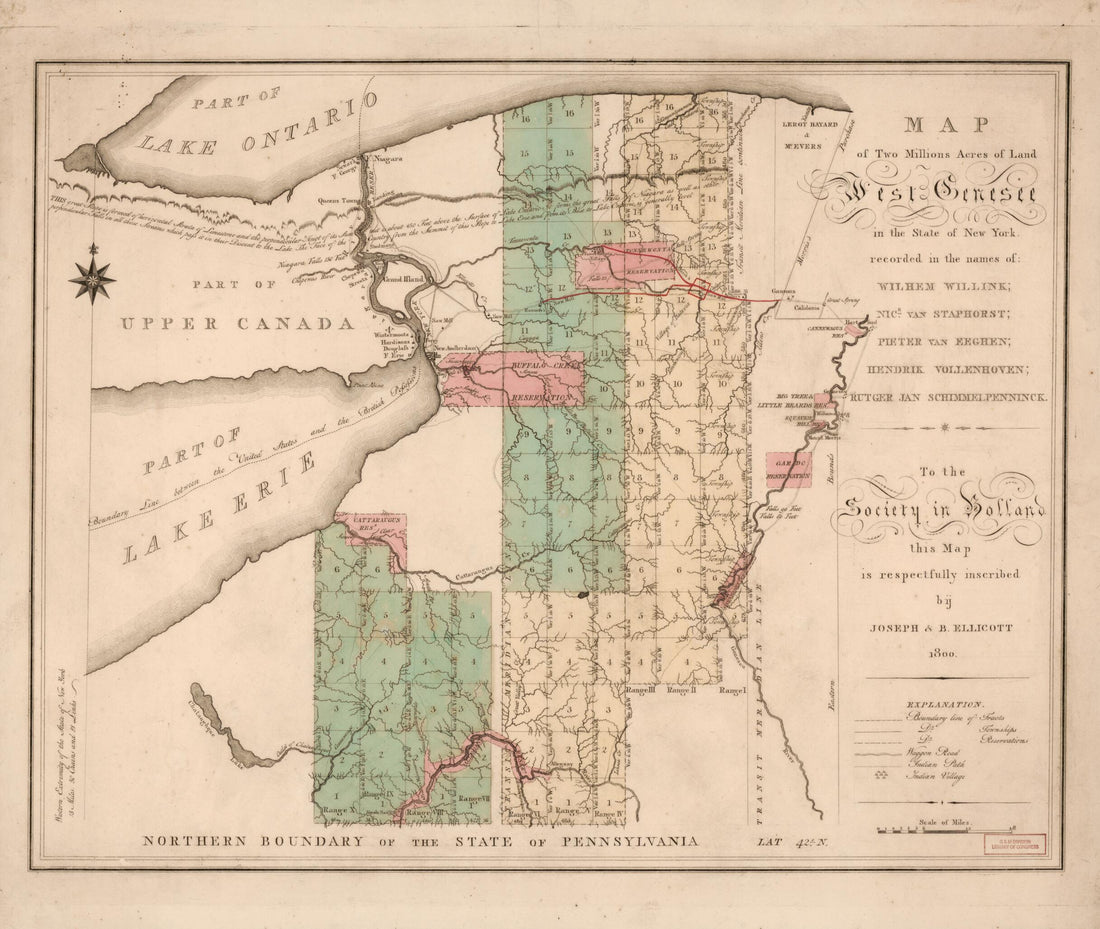 This old map of Map of Two Millions Acres of Land, West Genesee, In the State of New York : Recorded In the Names of Wilhem Willink, Nic&