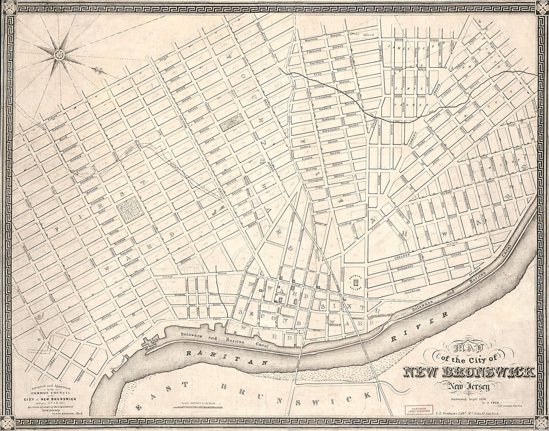This old map of Map of the City of New Brunswick, New Jersey from 1836 was created by  C.B. Graham&