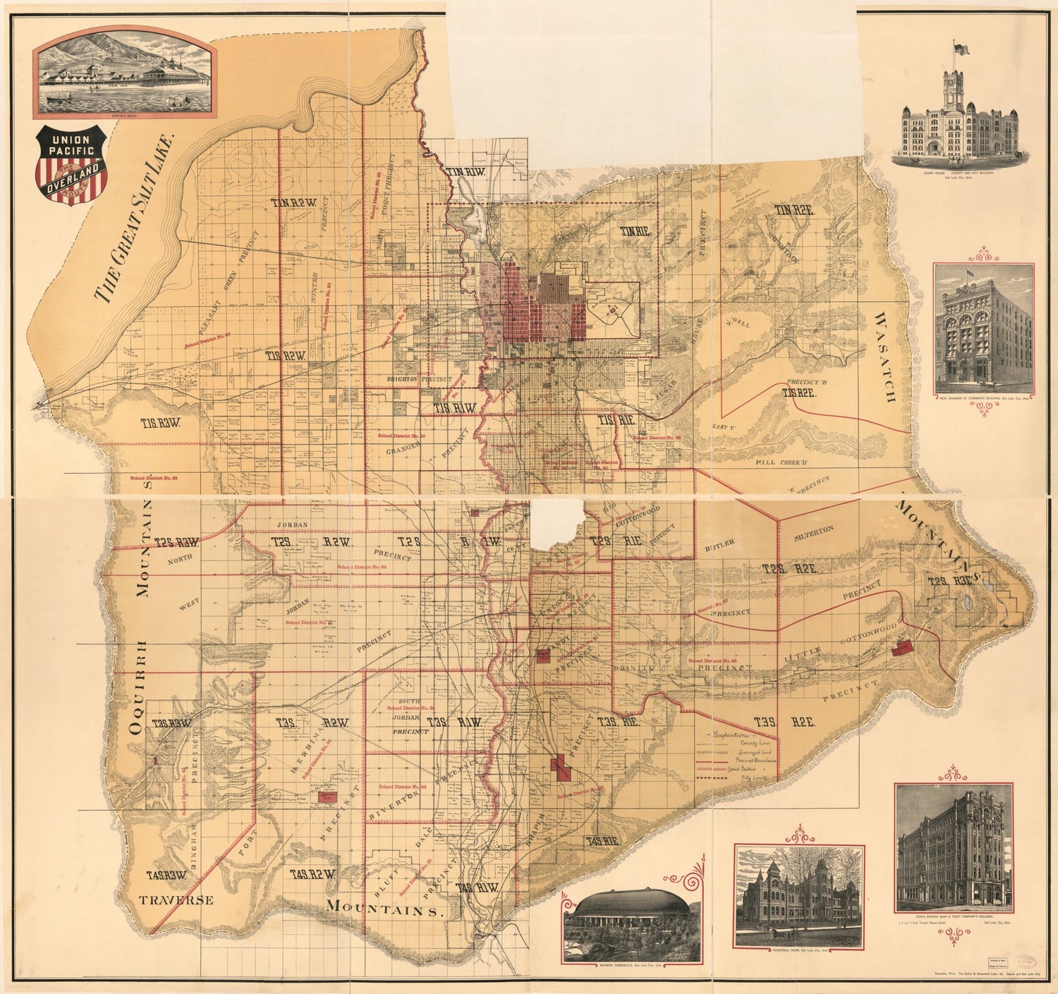 This old map of Map of Salt Lake County, Utah from 1890 was created by  Collier &amp; Cleaveland Lith. Co in 1890