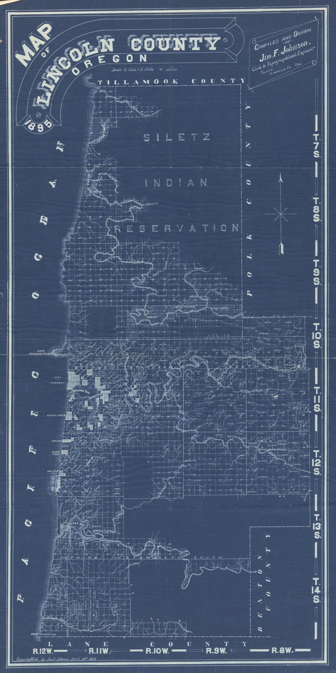 This old map of Map of Lincoln County, Oregon, from 1895 was created by  in 1895