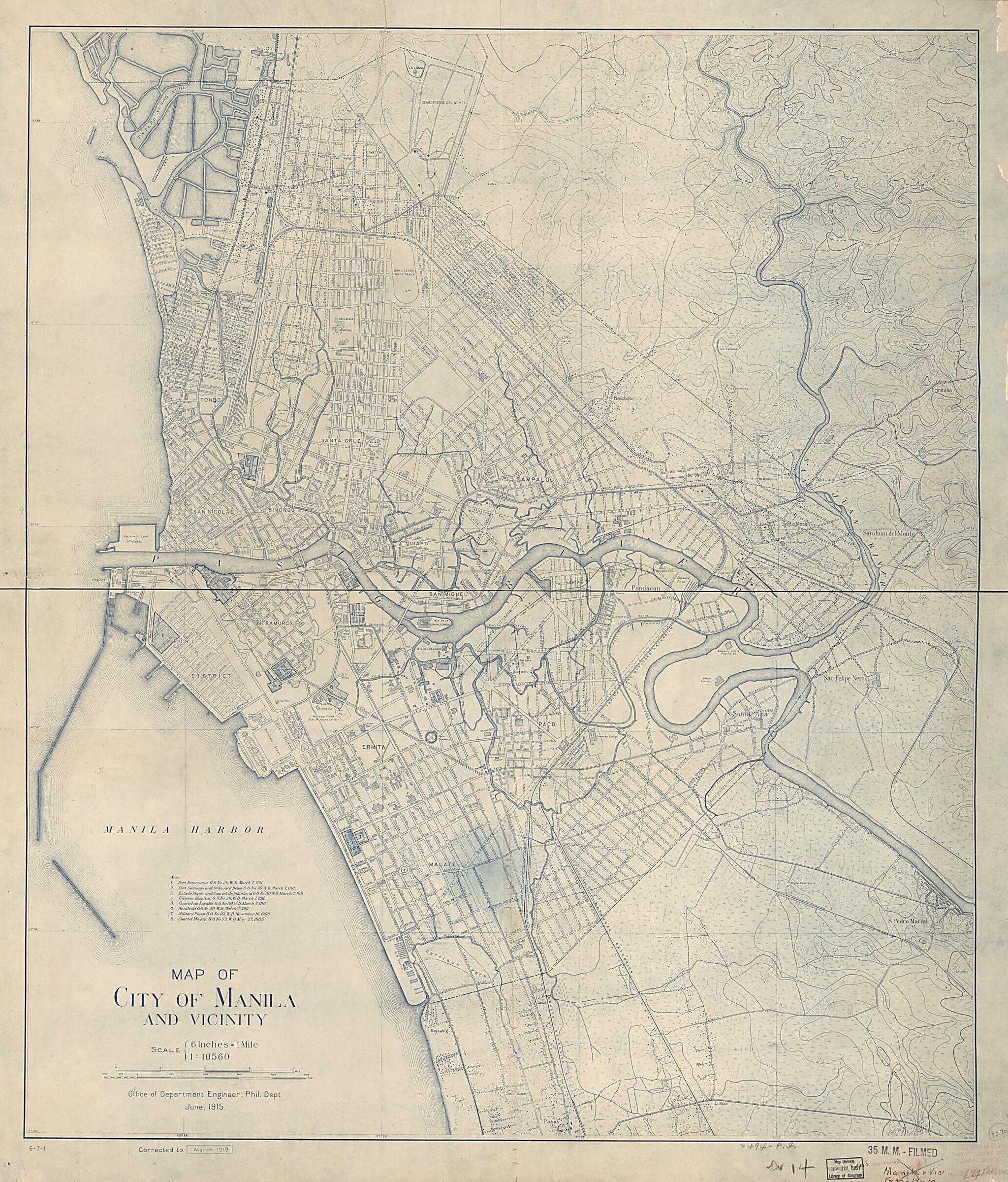 This old map of Map of City of Manila and Vicinity (City of Manila and Vicinity) from 1919 was created by  in 1919