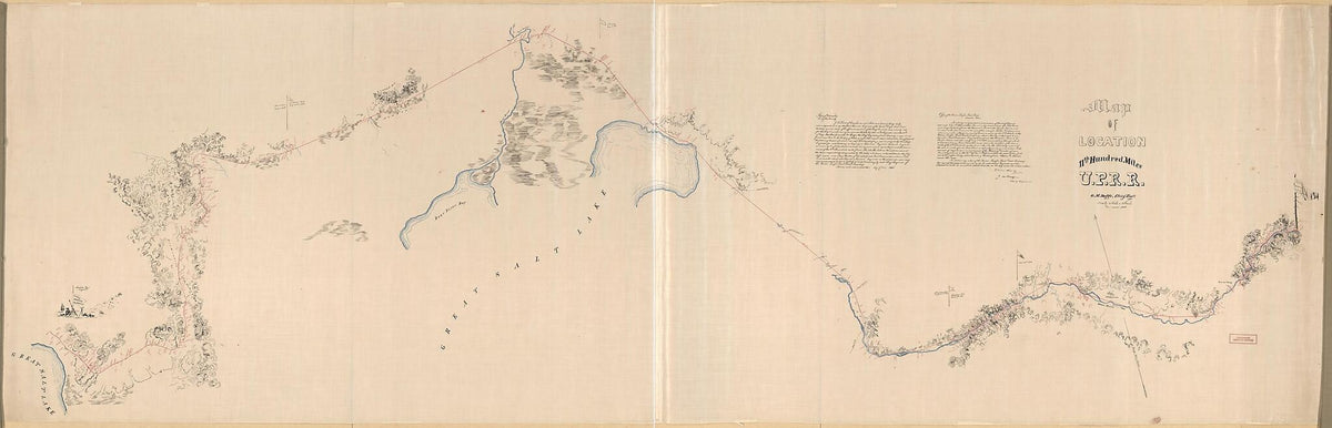 Map of Location 11th Hundred Miles U.P.Railroad : Utah 1868 by Relic Map Company