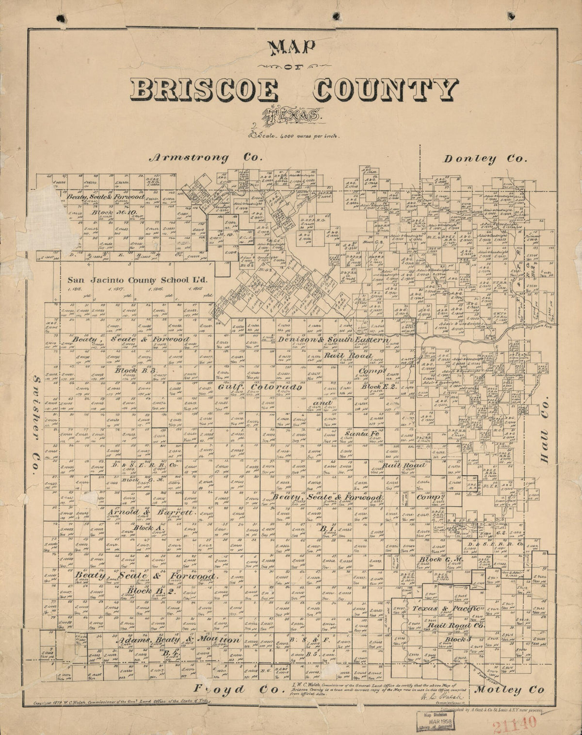 Map of Briscoe County, Texas 1879 by Relic Map Company