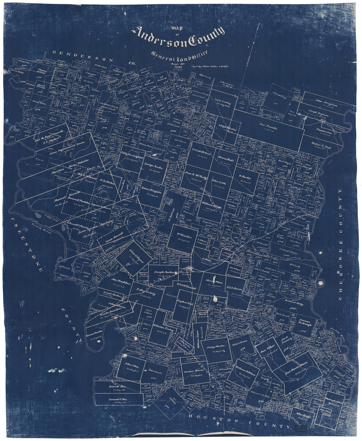 Map of Anderson County in 1895 by Relic Map Company