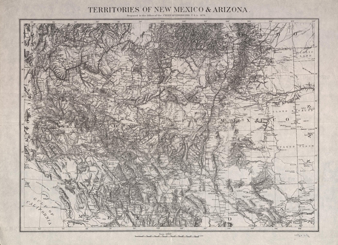 This old map of Territories of New Mexico &amp; Arizona / Prepared In the Office of the Chief of Engineers U.S.A., from 1879. (Territories of New Mexico and Arizona) was created by  United States. Army. Office of the Chief of Engineers in 1879