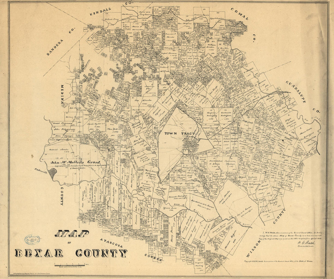 This old map of Map of Bexar County from 1879 was created by W. C. (William C.) Walsh in 1879