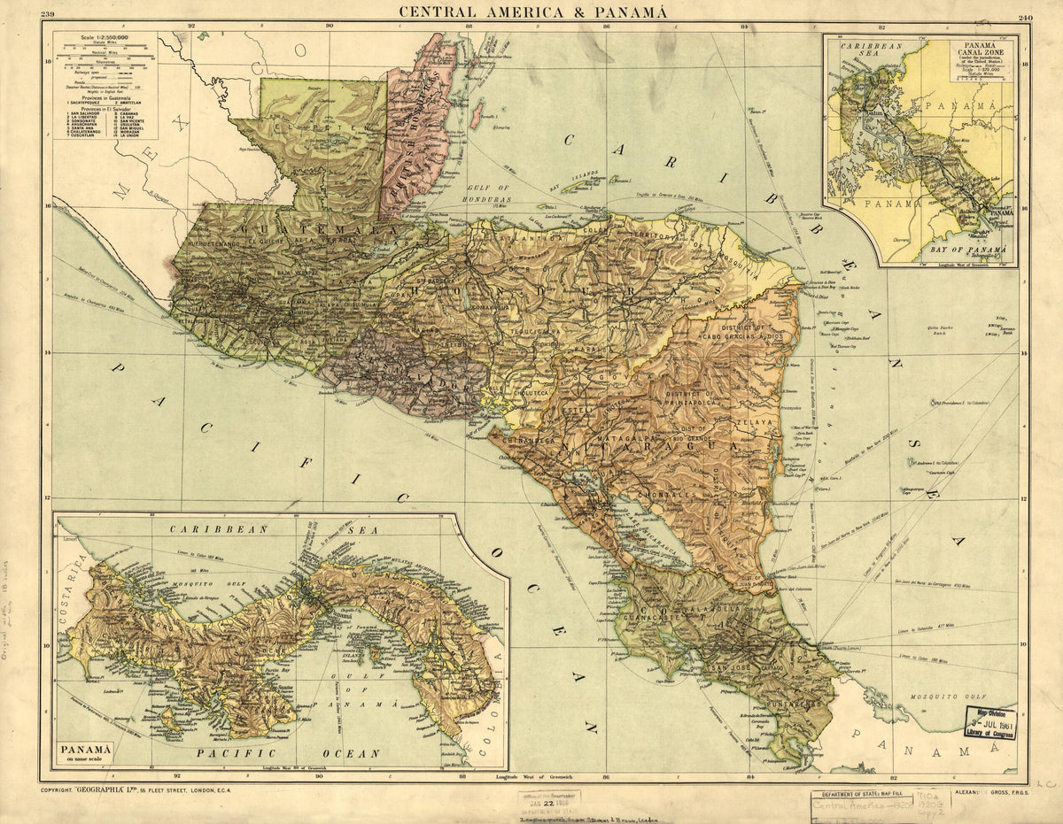 Central America &amp; Panamá. (Central America and Panamá) 1920 by Relic Map Company