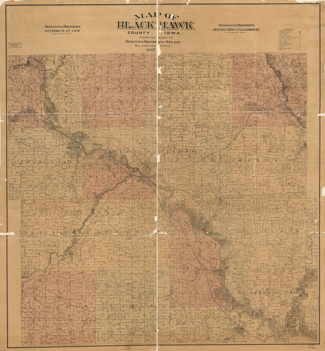 This old map of Map of Black Hawk County, Iowa from 1887 was created by  Sedgwick Brothers and Stilson in 1887