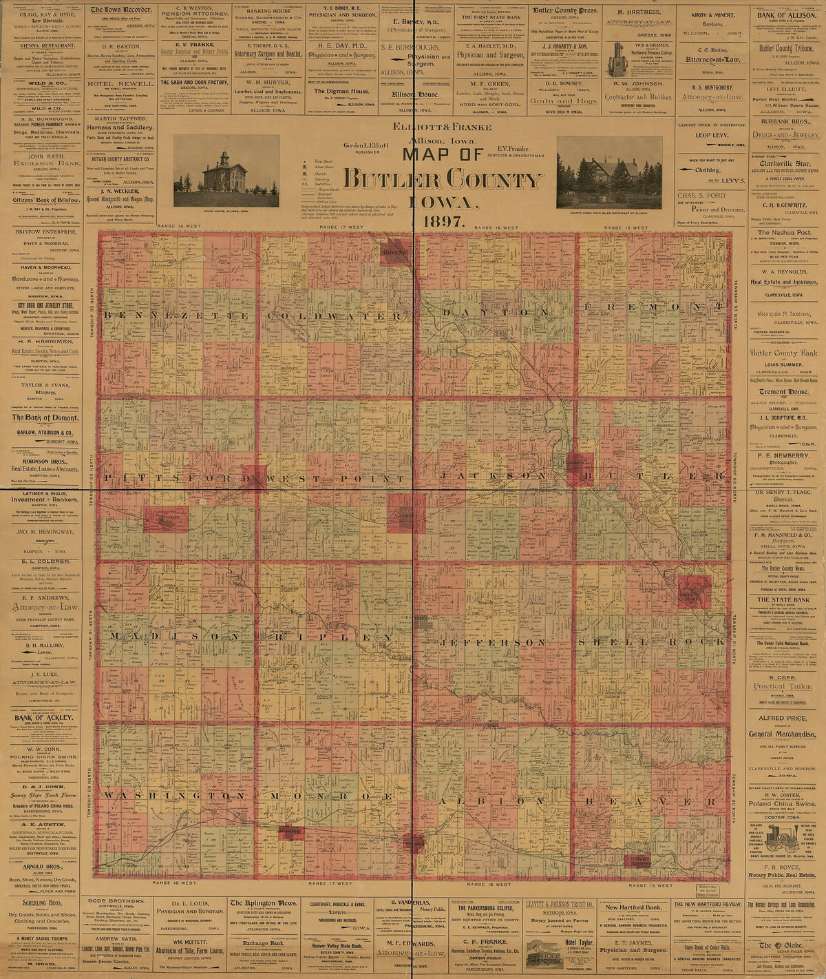 Map of Butler County, Iowa 1897 by Relic Map Company