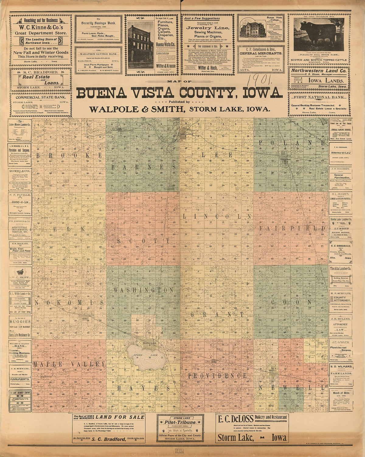 Map of Buena Vista County, Iowa 1901 by Relic Map Company