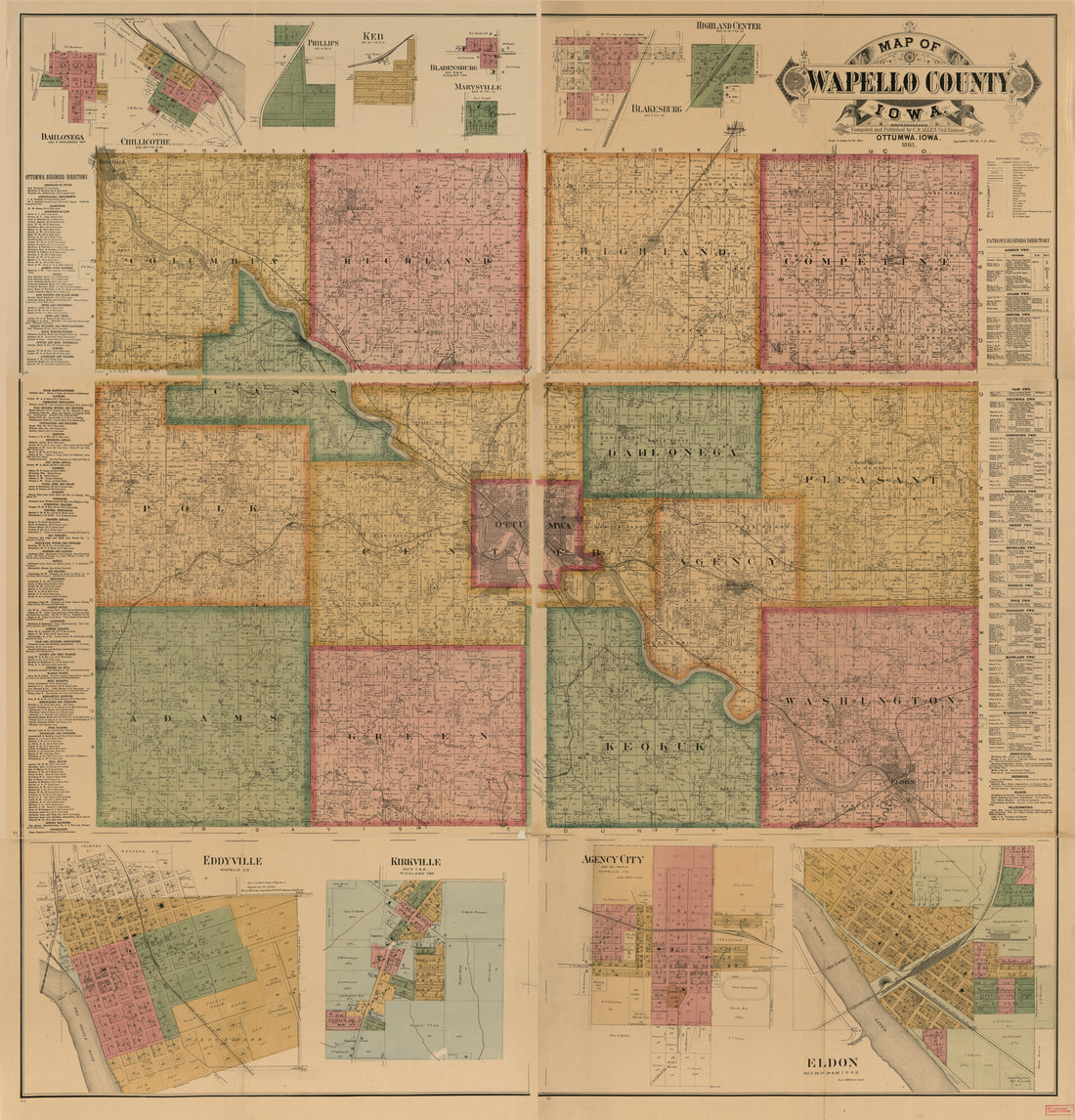 This old map of Map of Wapello County, Iowa from 1893 was created by C. R. Allen in 1893