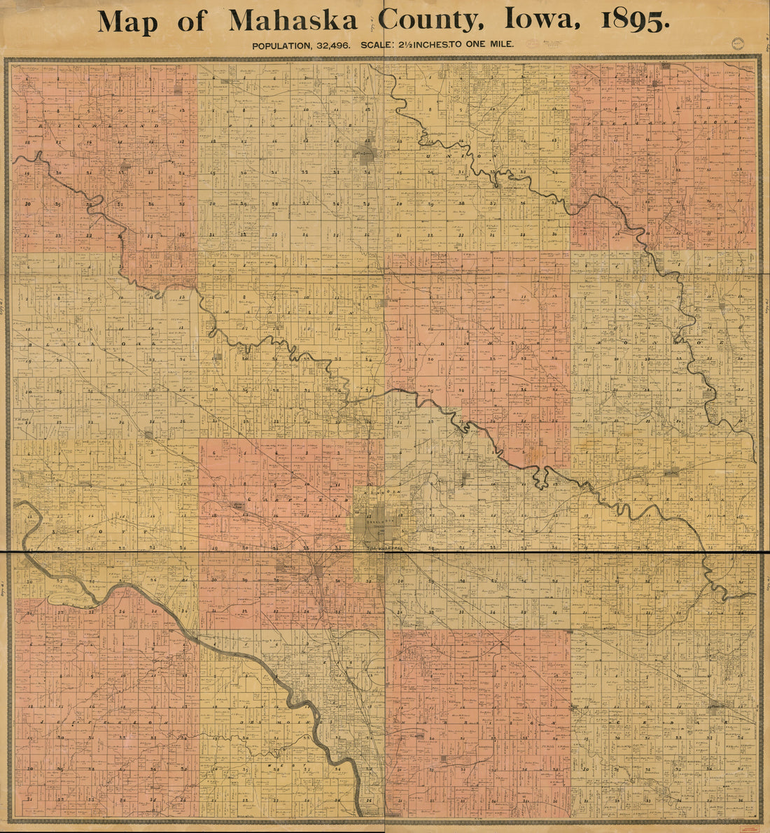 This old map of Map of Mahaska County, Iowa, from 1895 was created by E. H. Gibbs in 1895