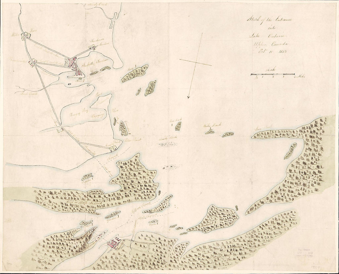 This old map of Sketch of the Entrance Into Lake Ontario, Upper Canada Octr. 15 from 1813 was created by  in 1813