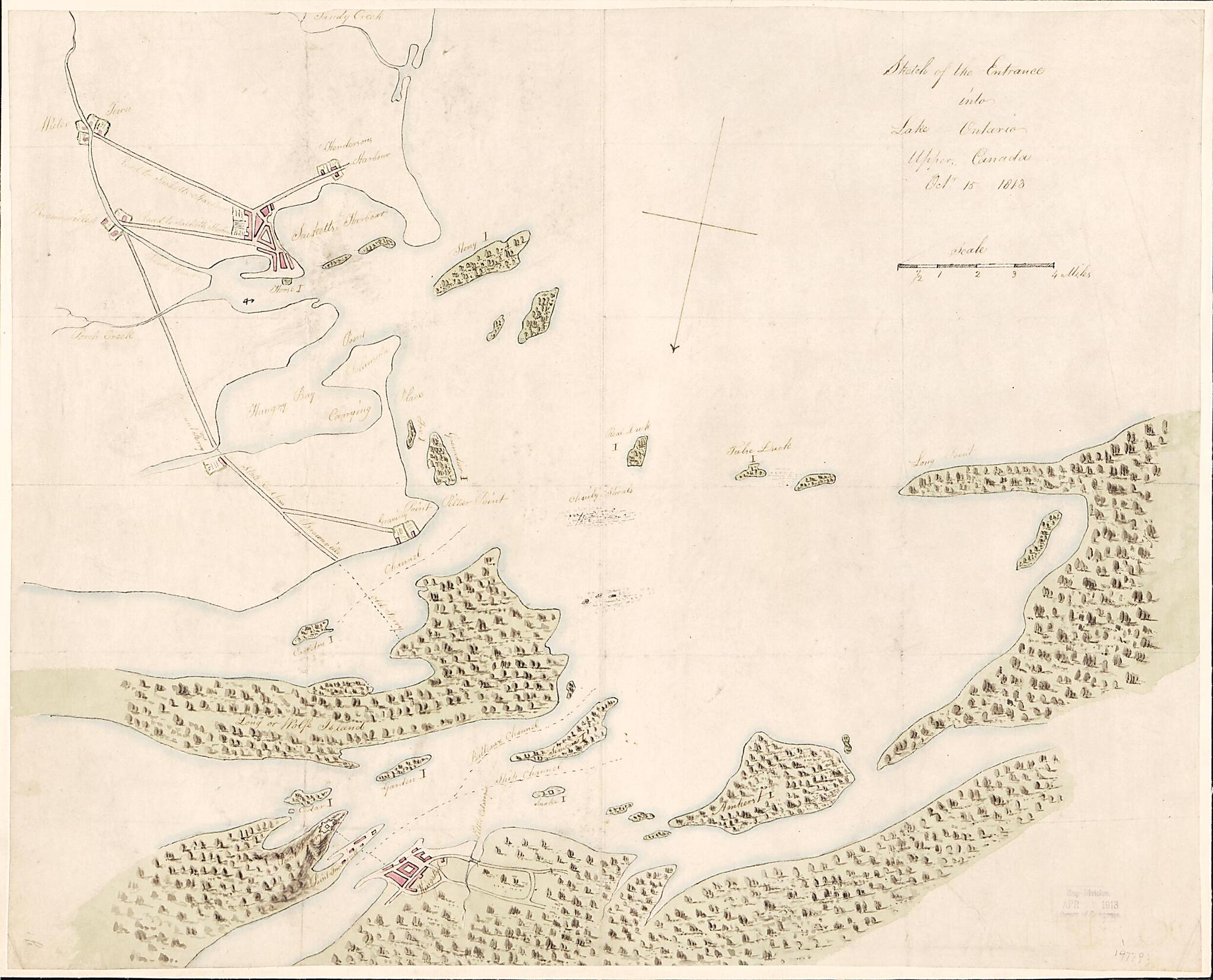 This old map of Sketch of the Entrance Into Lake Ontario, Upper Canada Octr. 15 from 1813 was created by  in 1813