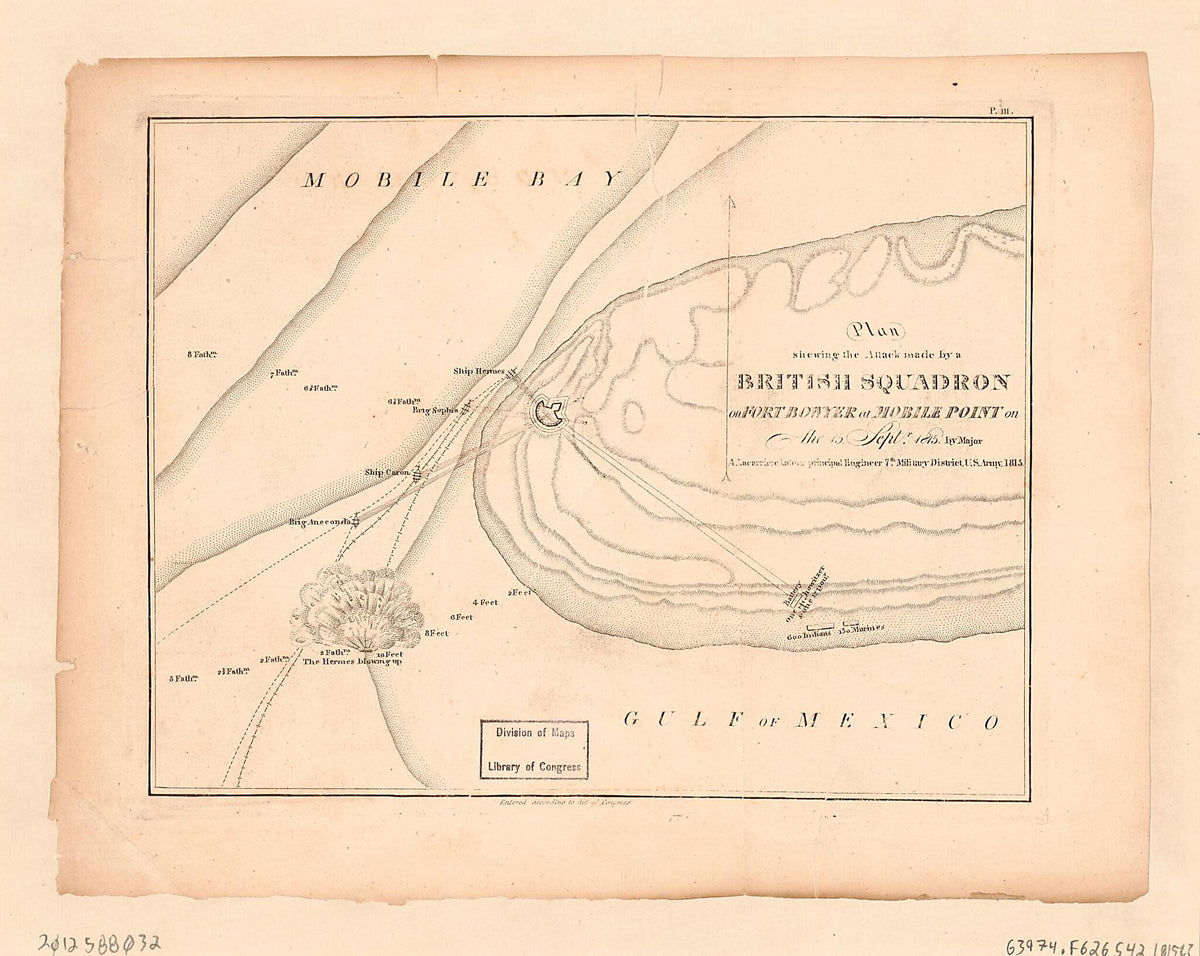 Plan Shewing the Attack Made by a British Squadron On Fort Bowyer at Mobile Point On the 15 Septr. 1815 by Relic Map Company