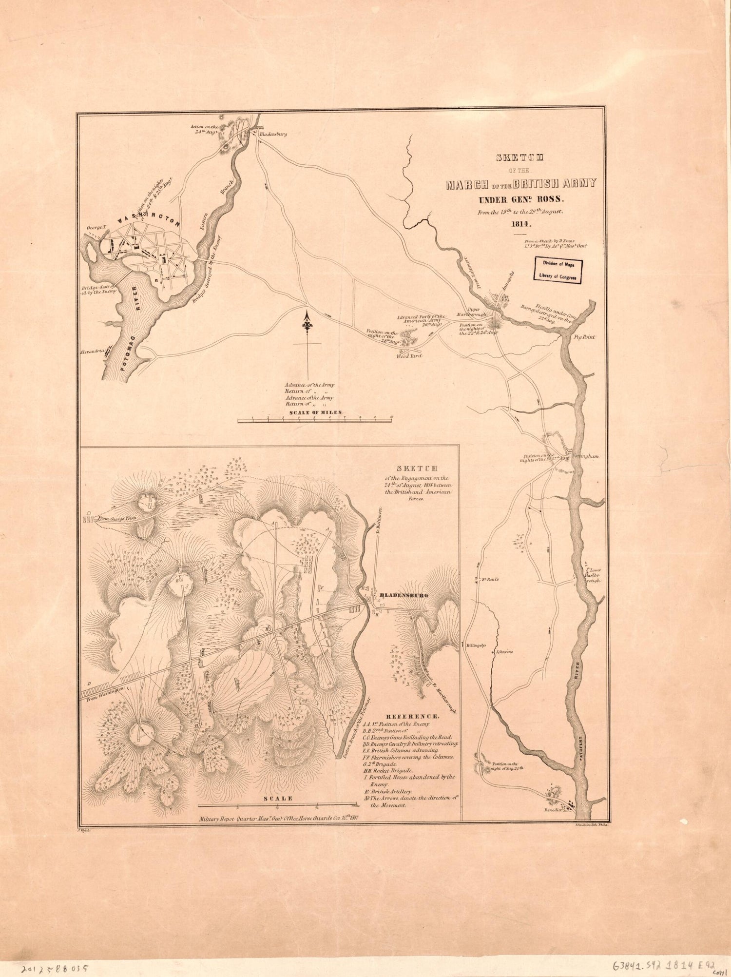 This old map of Sketch of the March of the British Army Under Gen&