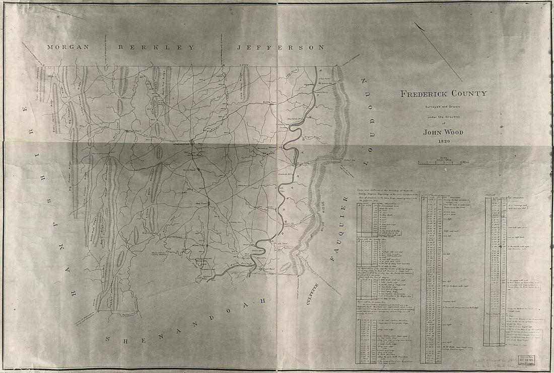 This old map of Frederick County from 1820 was created by John Wood in 1820