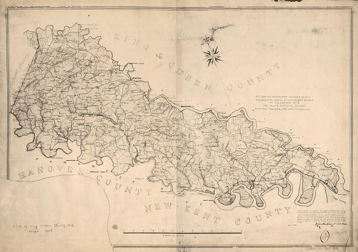 Map of King William County, Va 1865 by Relic Map Company