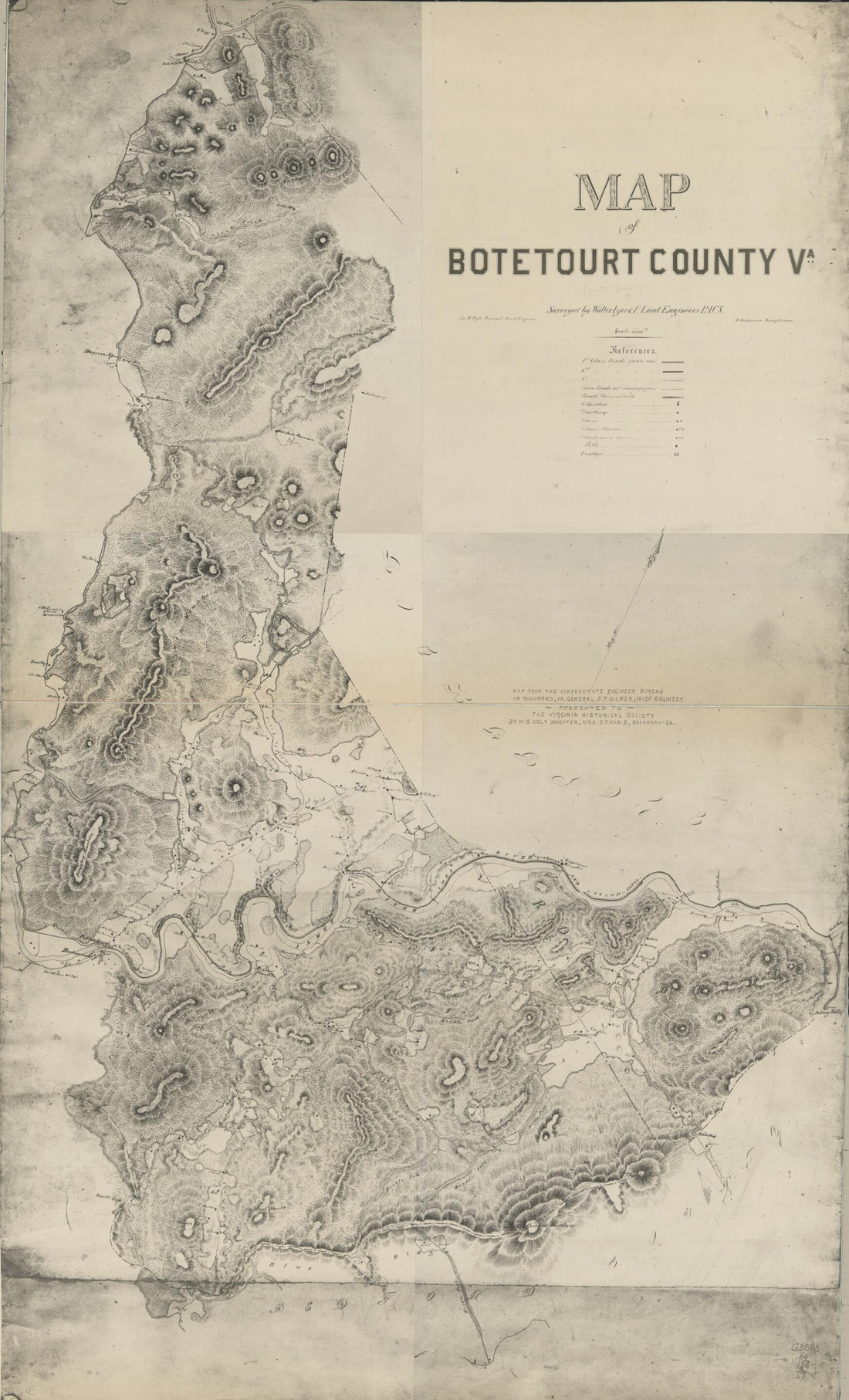 This old map of Map of Botetourt County, Va from 1860 was created by Albert H. (Albert Henry) Campbell,  Confederate States of America. Army. Department of Northern Virginia, John M. Coyle, Jeremy Francis Gilmer, W. Hutchinson, Walter Izard, Louisa Porte