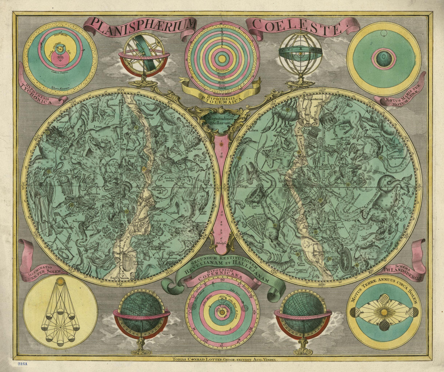 This old map of Planisphaerium Coeleste : Secundum Restitutionem Hevelianam Et Hallejanam from 1772 was created by Tobias Conrad Lotter in 1772