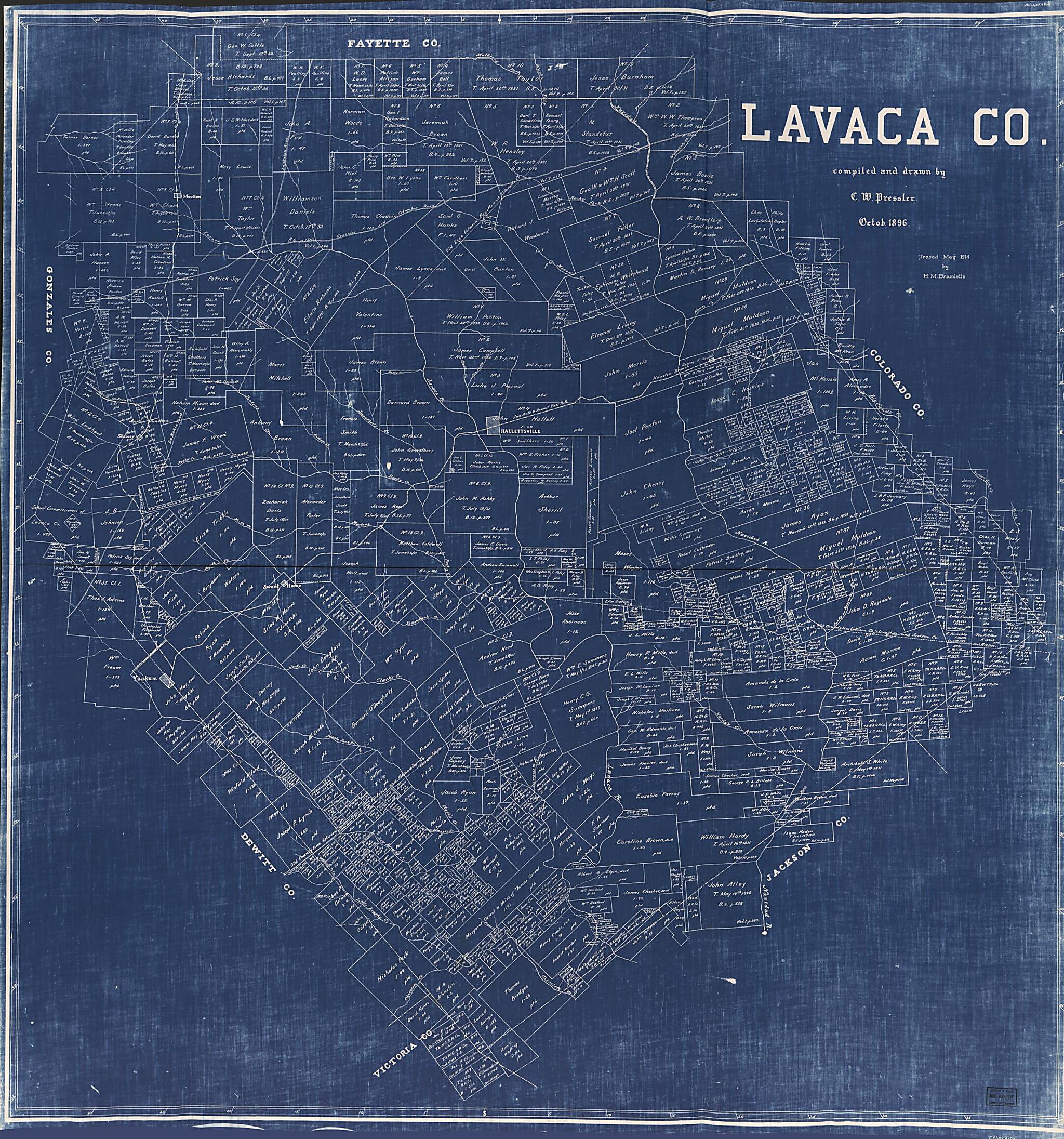 This old map of Lavaca County (Lavaca County, Texas) from 1896 was created by  Texas. General Land Office in 1896