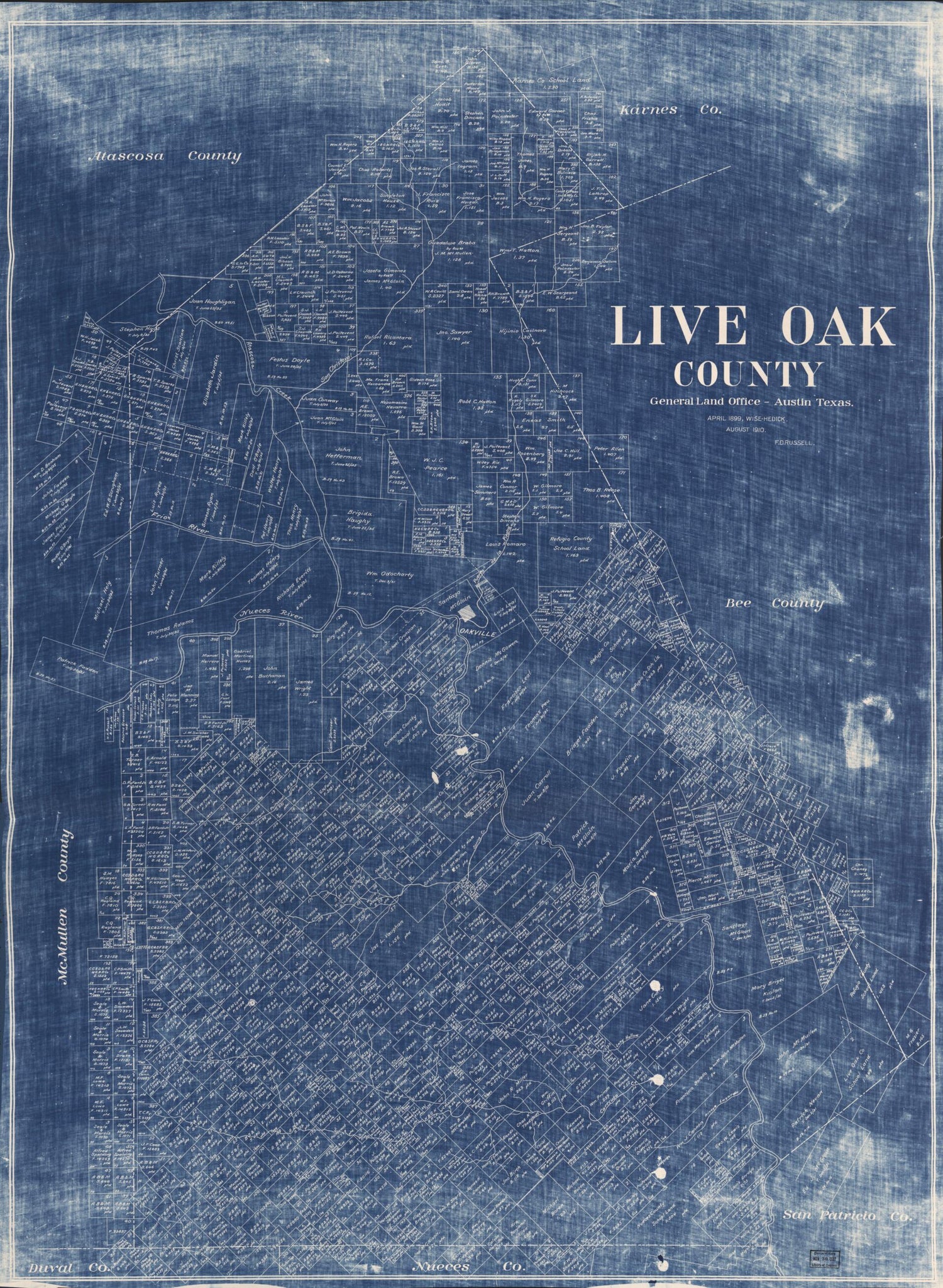 This old map of Live Oak County, Texas from 1899 was created by  Texas. General Land Office in 1899