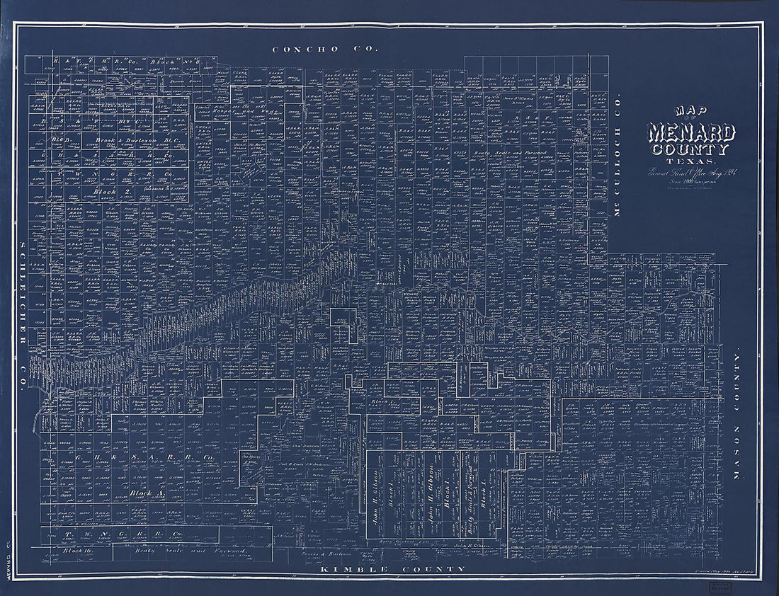 This old map of Map of Menard County, Texas from 1894 was created by W. H. Warren in 1894