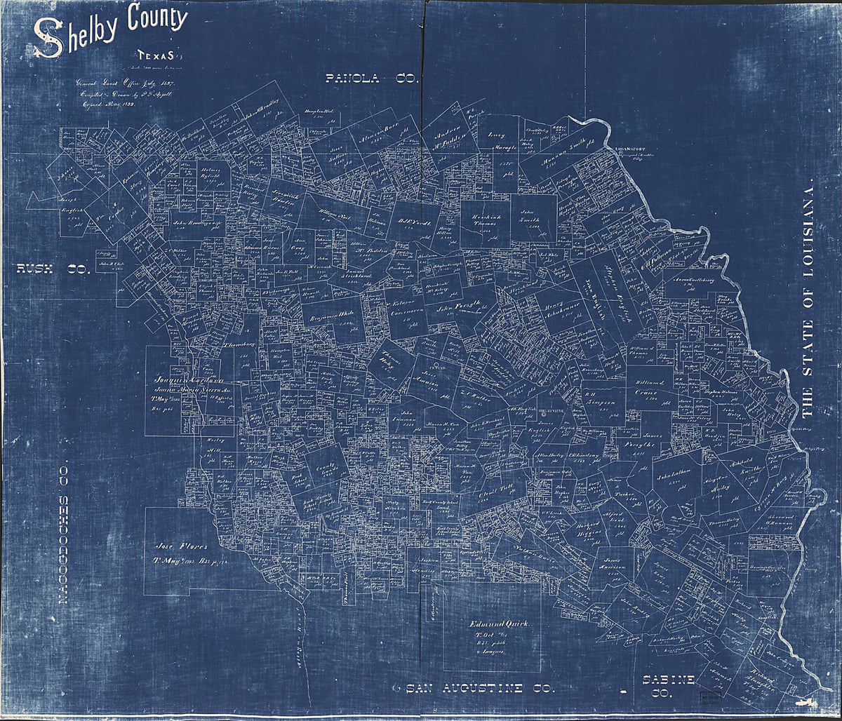 Shelby County, Texas in 1897 by Relic Map Company
