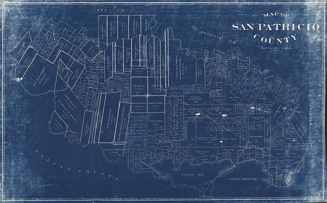 This old map of Map of San Patricio County from 1896 was created by  Texas. General Land Office in 1896