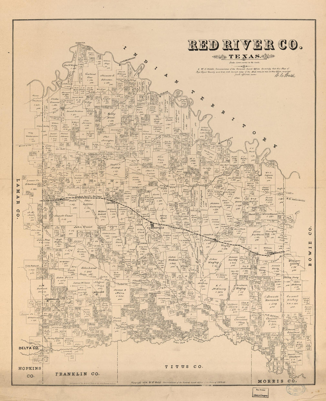 This old map of Red River Co., Texas (Red River County, Texas) from 1879 was created by  August Gast &amp; Co,  Texas. General Land Office, W. C. (William C.) Walsh in 1879