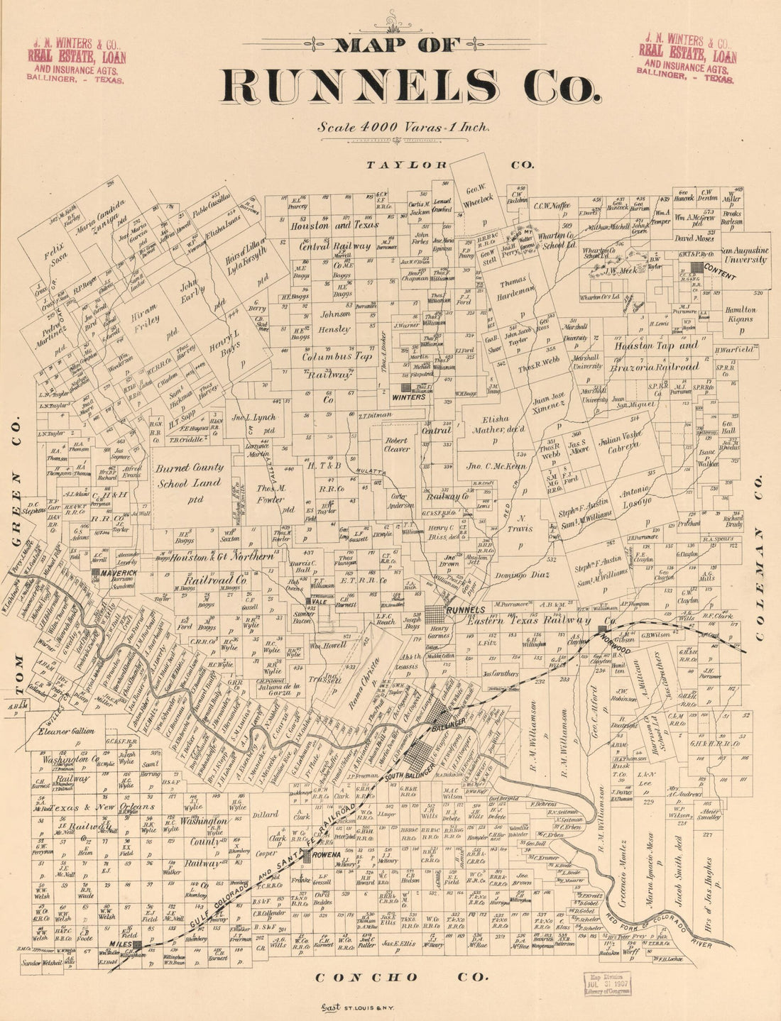 This old map of Map of Runnels Co. (Map of Runnels County) from 1879 was created by  in 1879