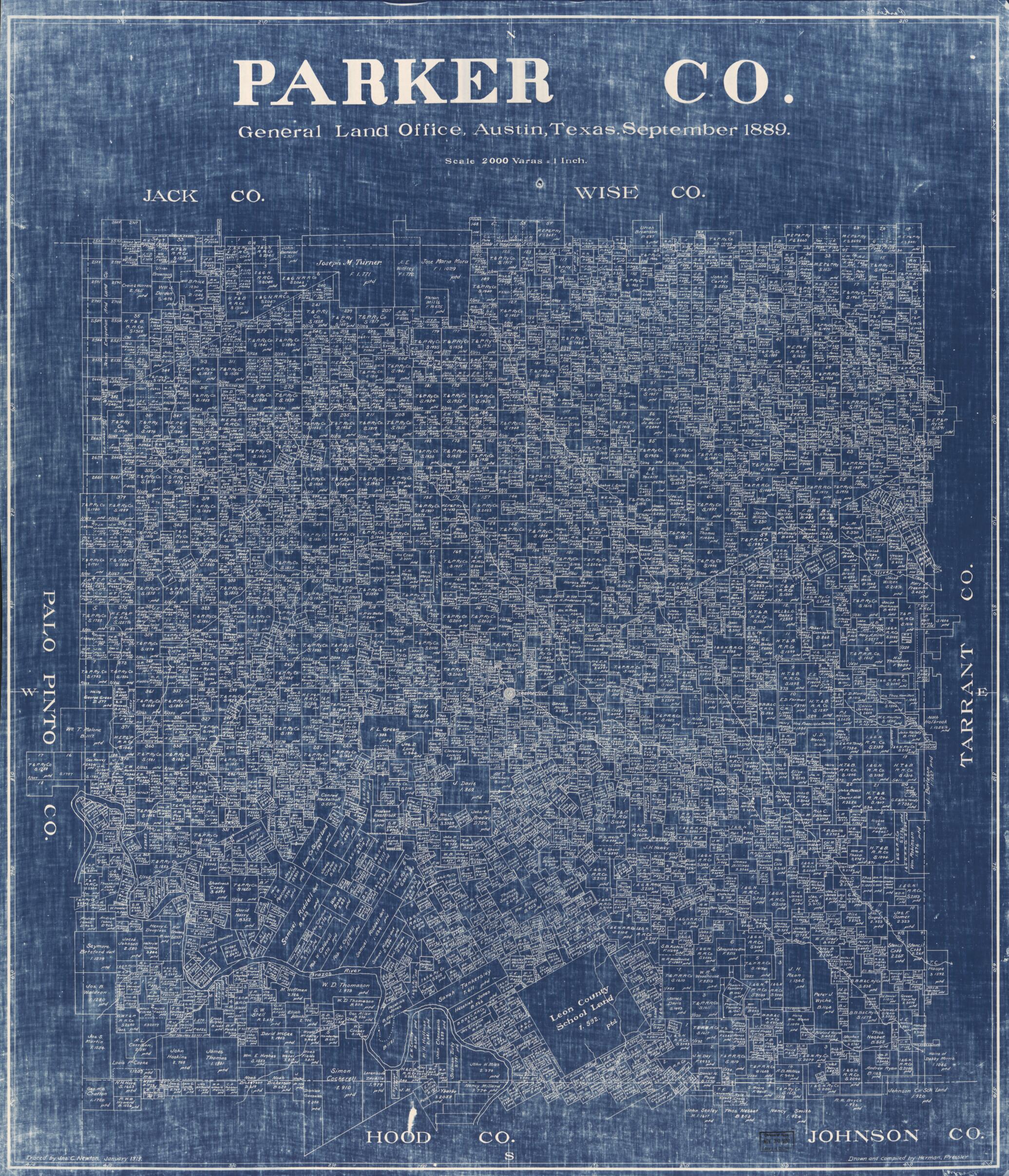 This old map of Parker Co. / Drawn and Compiled by Herman Pressler. (Parker County, Texas) from 1889 was created by Herman Pressler,  Texas. General Land Office in 1889