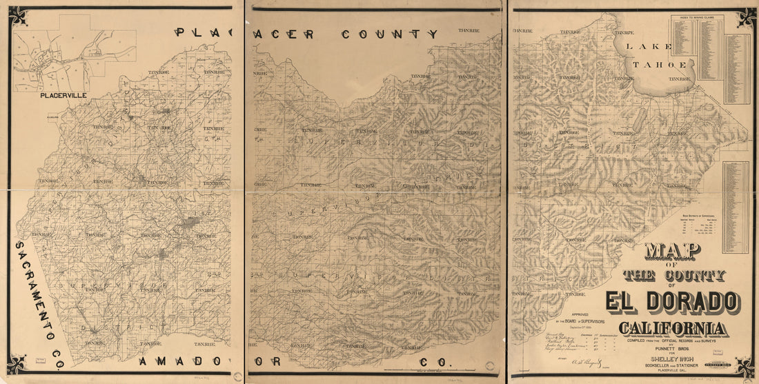 This old map of Map of the County of El Dorado, California : Compiled from the Official Records and Surveys from 1895 was created by  Punnett Brothers in 1895