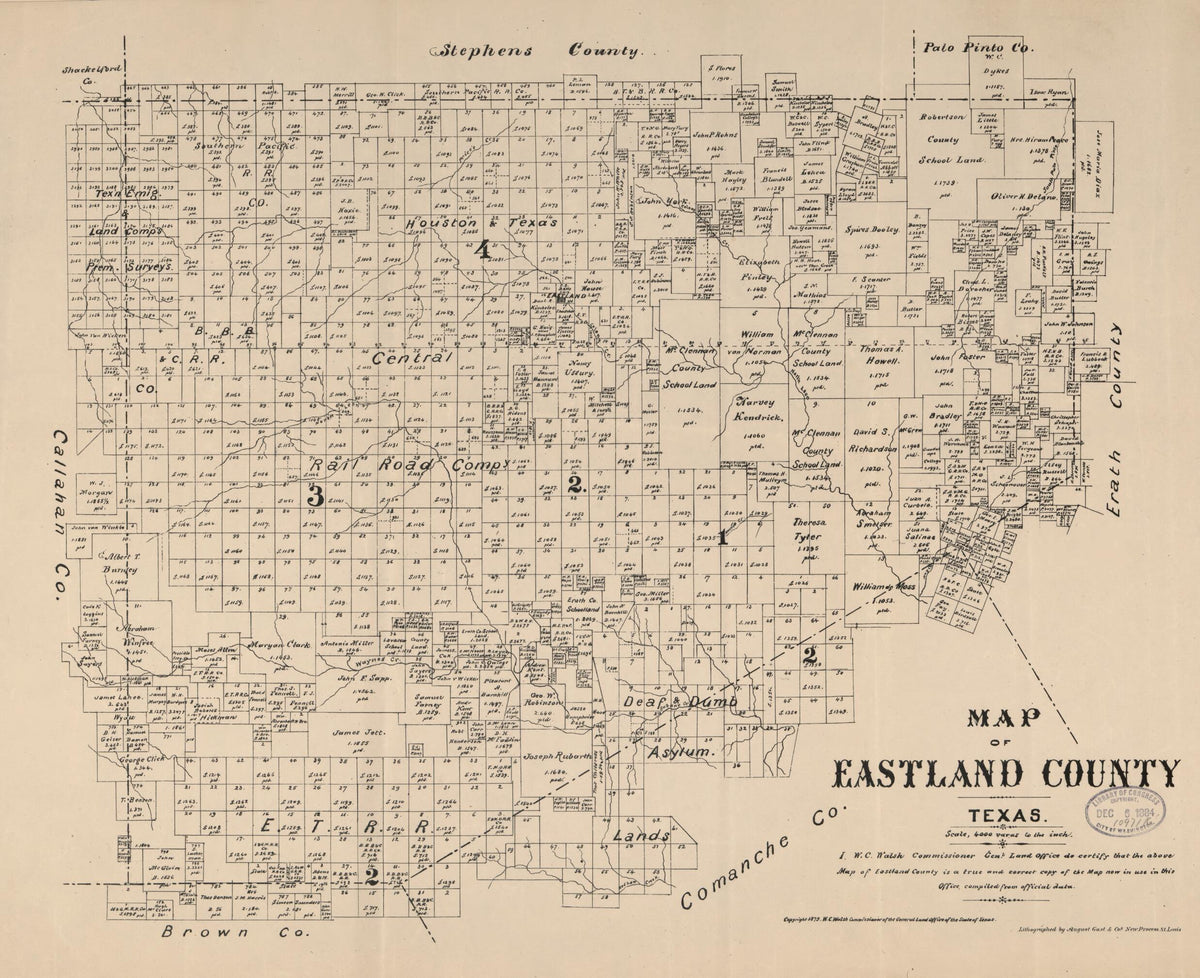 Map of Eastland County, Texas 1879 by Relic Map Company